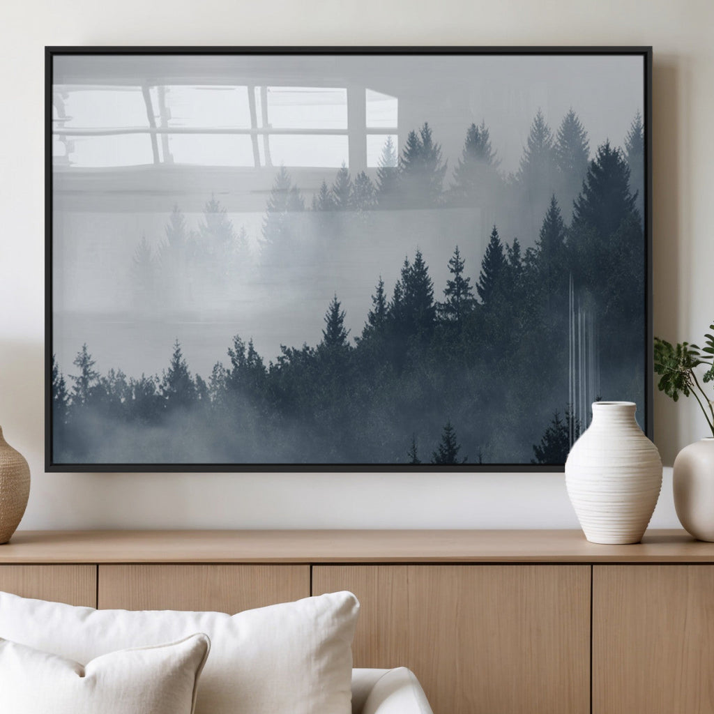 Foggy Pine Forest Wall Art Canvas Print