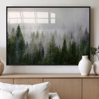 Forest Wall Art Canvas Print | Foggy Forest Wall Art | Pine Wood Forest Print