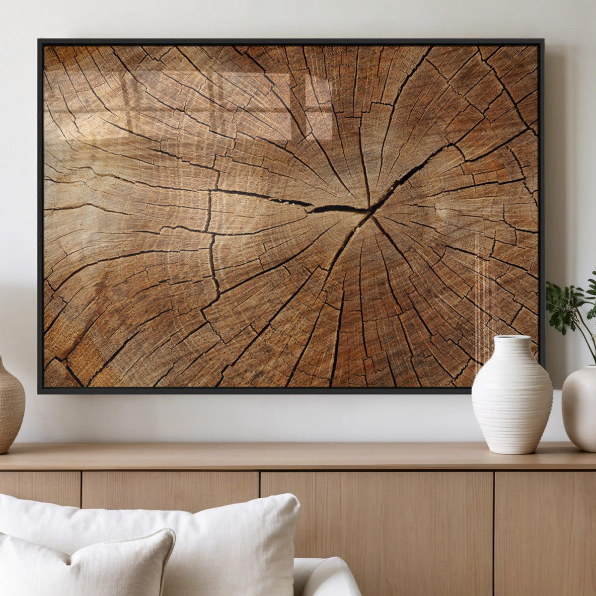 Tree Ring Canvas Art, Rustic Wood Grain Wall Art, Tree Slice Decor for Modern Homes