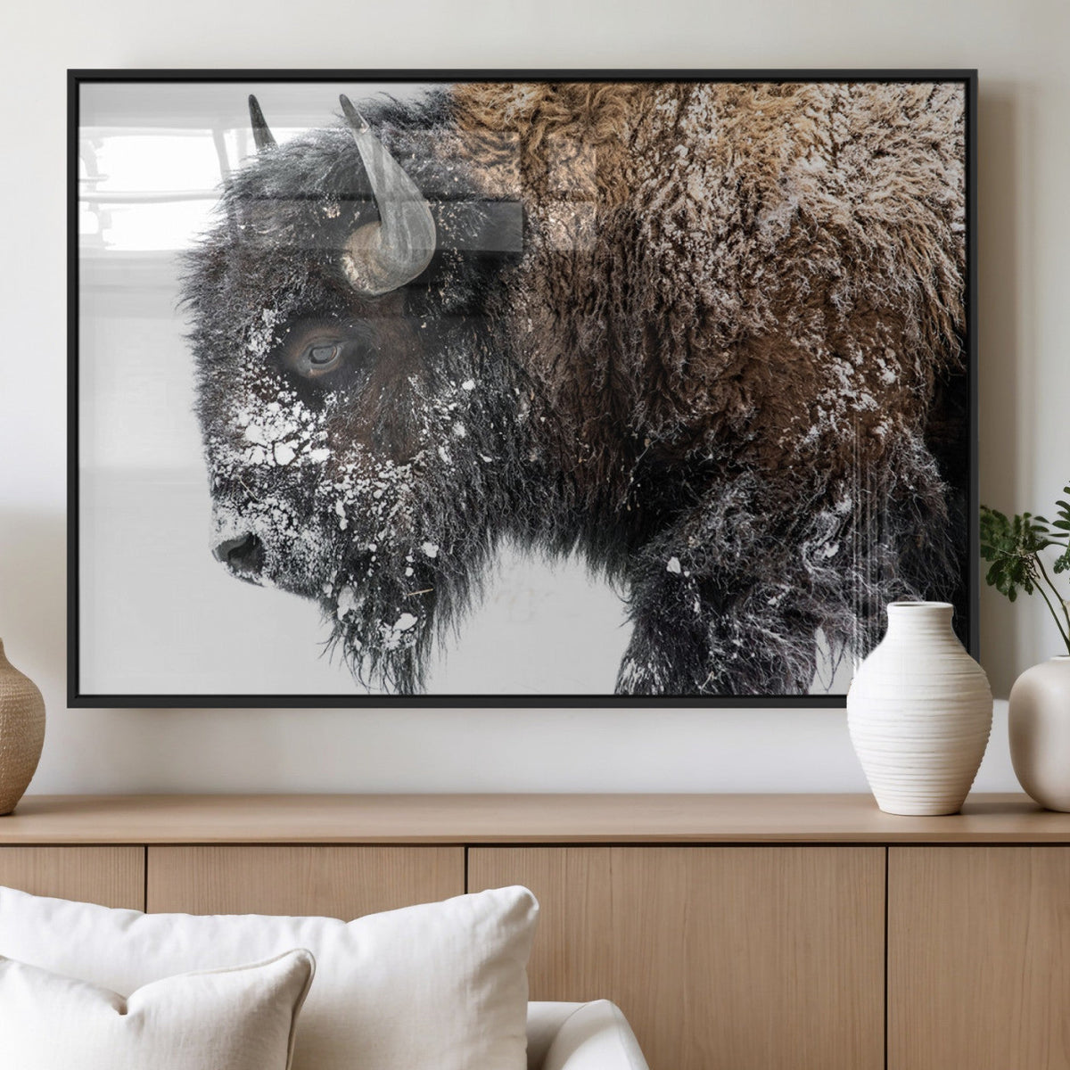 American Bison Wall Art Print, Majestic Buffalo Canvas Print for Living Room or Office