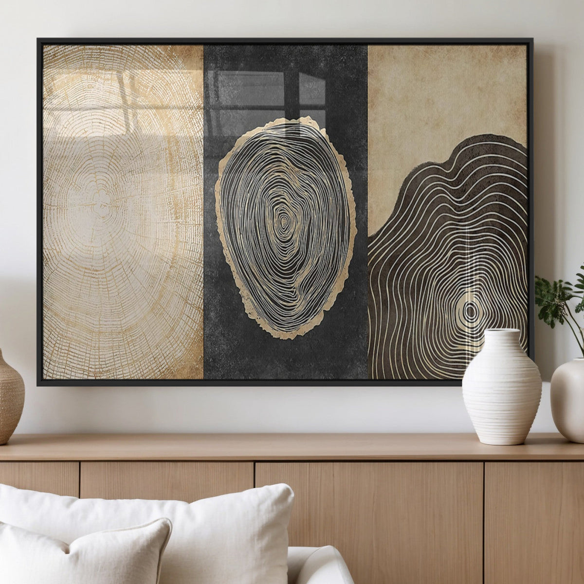Tree Rings Canvas Wall Art Print, Minimalist Natural History in Modern Decor