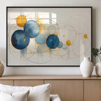 Geometric Blue Orange Abstract Wall Art Canvas, Geometric Blue Orange Canvas Print