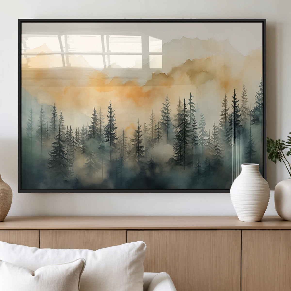 Abstract Forest Print | Mountain Wall Art | Autumn Landscape Canvas Print