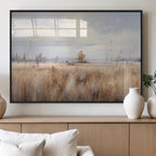 Golden Fields Wall Art Print Canvas | Serene Minimalist Landscape for Farmhouse Decor