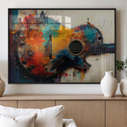 Abstract Guitar Wall Art Canvas | Vibrant Music-Inspired Art for Living Room or Studio