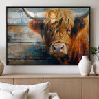 Highland Cow Abstract Canvas Wall Art, Bold Farmhouse Decor