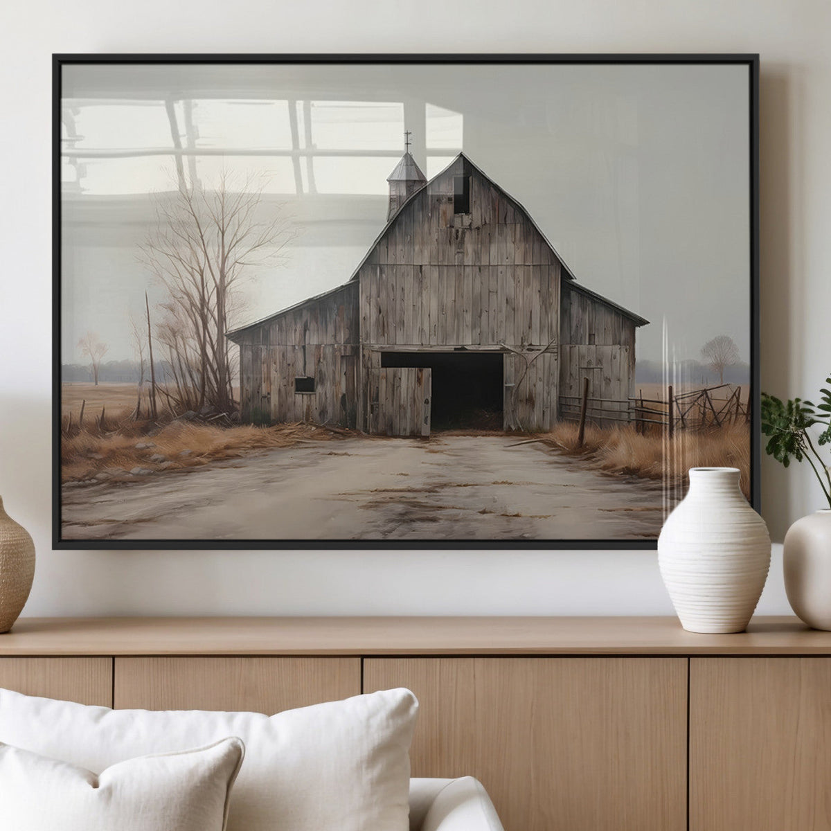 Farmhouse Rustic Barn Wall Art Canvas Print, Framed and Ready to Hang