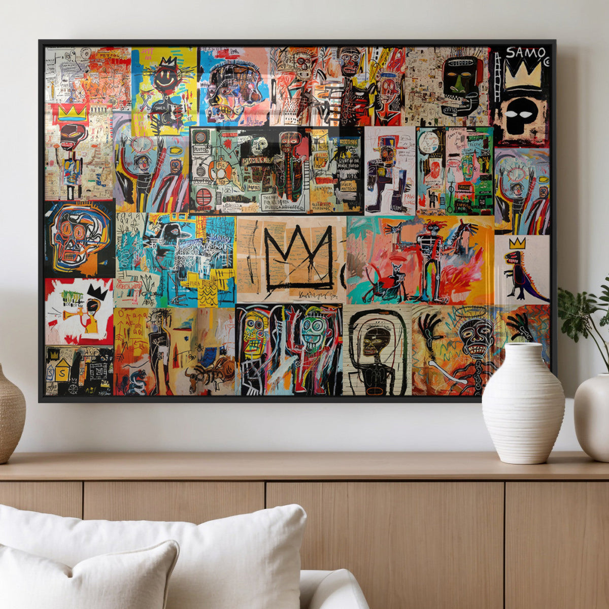 Abstract Art Collage Wall Art Canvas Print, Urban Graffiti Style