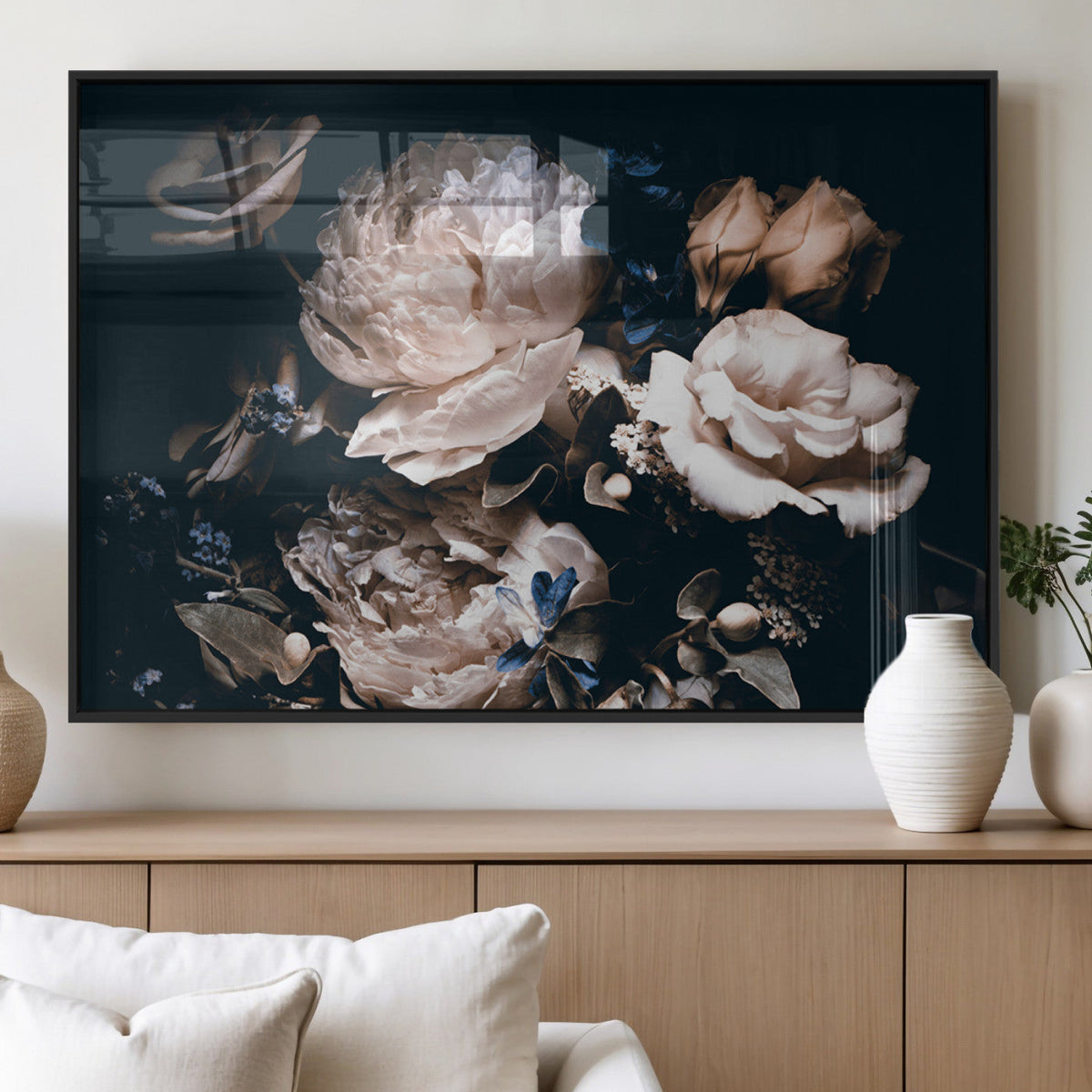 Pink Peonies Flowers Large Canvas Art Print