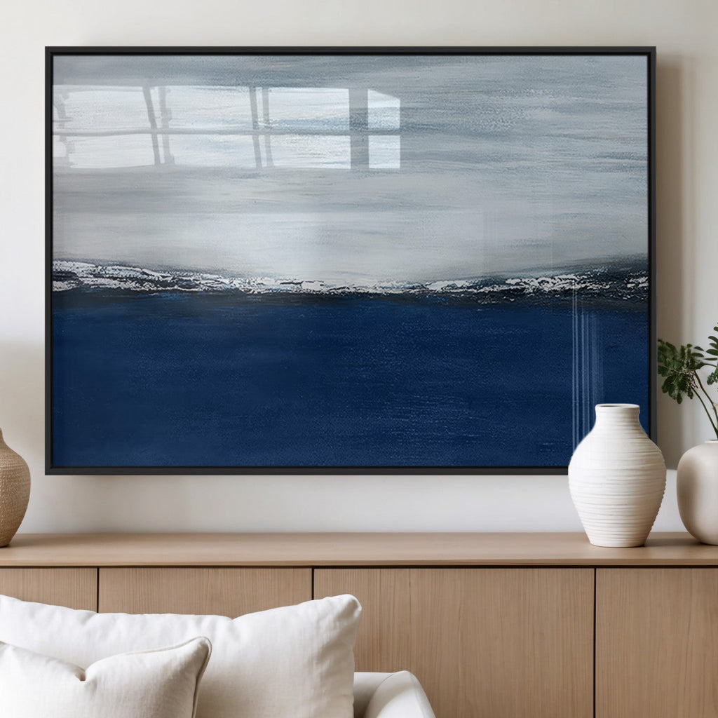 Navy Blue Abstract Wall Art Canvas Print