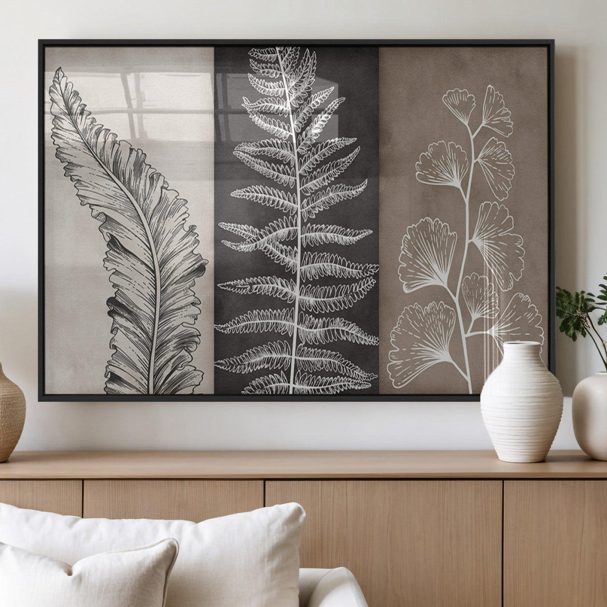 Minimalist Botanical Wall Art Canvas Print, Framed and Ready to Hang