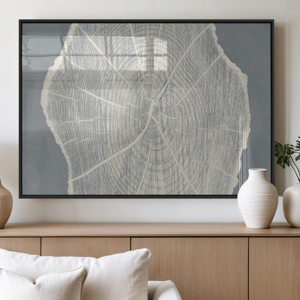 Abstract Tree Ring Wall Art Canvas Print, Framed and Ready to Hang