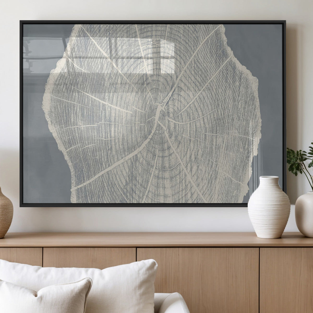 Abstract Tree Ring Wall Art Canvas Print, Framed and Ready to Hang