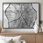 Rustic Tree Ring Wall Art Canvas Print, Framed and Ready to Hang