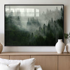 Misty Forest Wall Art | Tranquil Green Woodland Canvas Print