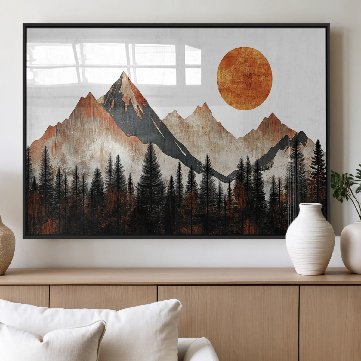 Modern Abstract Mountain Canvas Wall Art Print