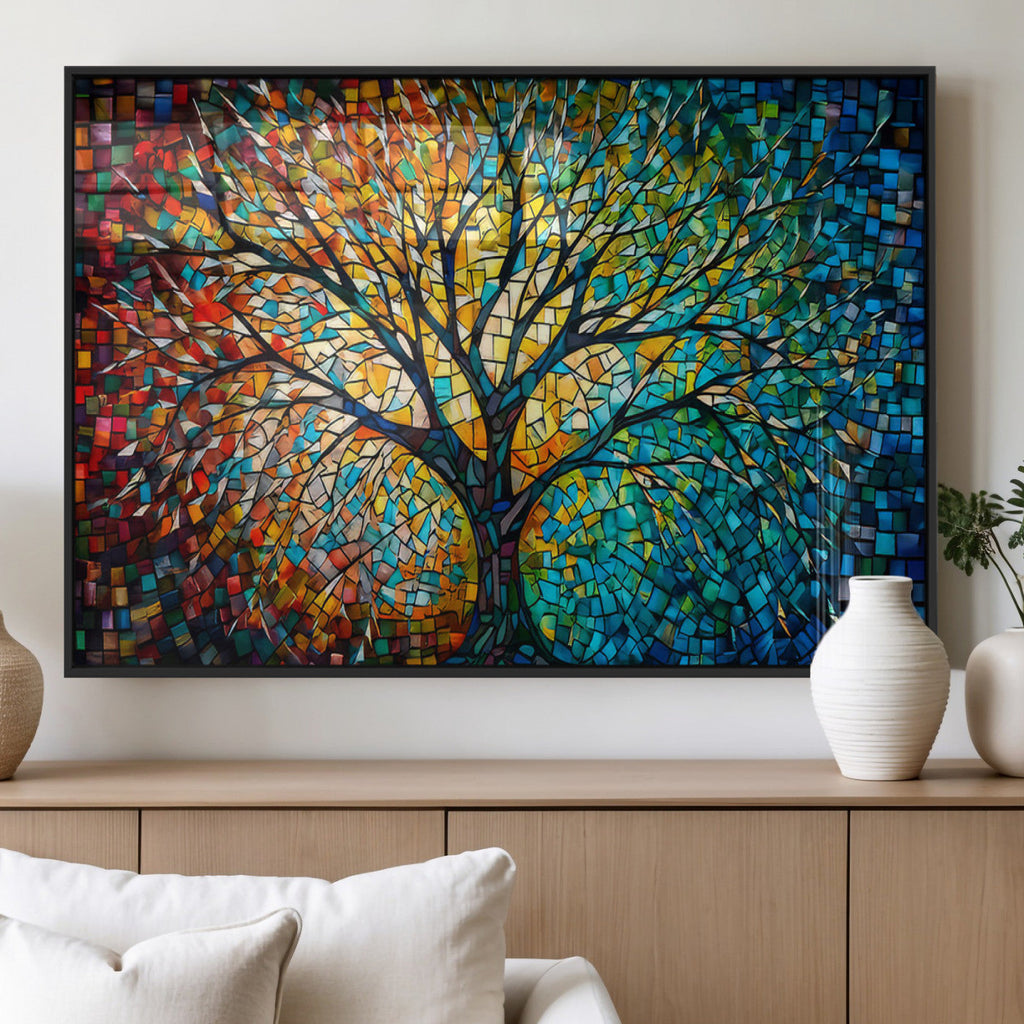 Yggdrasil Tree of Life Wall Art Print | Mosaic Style Canvas Wall Art