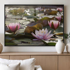 Lotus Flower Wall Art Canvas Print, Water Lily Large Wall Art for Yoga Room Decor