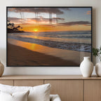 Tropical Beach Wall Art | Framed Sunset Ocean Canvas