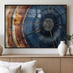 Framed Abstract Tree Ring Wall Art Print, Natural Rustic Wood Grain Canvas Print