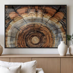 Tree Rings Wall Art Canvas Print, Rustic Wood Grain