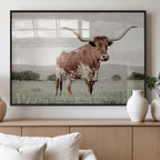 Texas Longhorn Wall Art | Framed Spotted Cattle Canvas