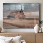 Rustic Barn Wall Art Canvas Print, Framed Wheat Field Scene