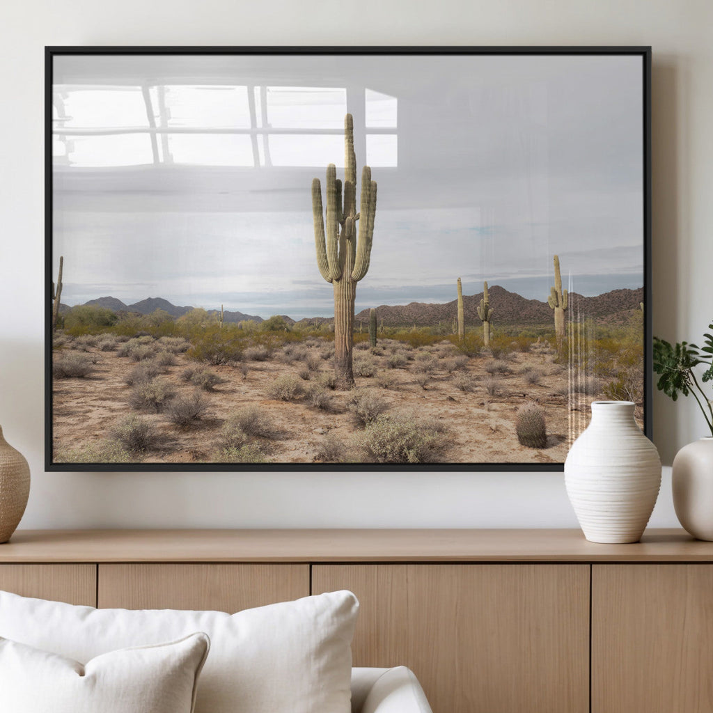 Saguaro Cactus Wall Art | Framed Desert Canvas Artwork