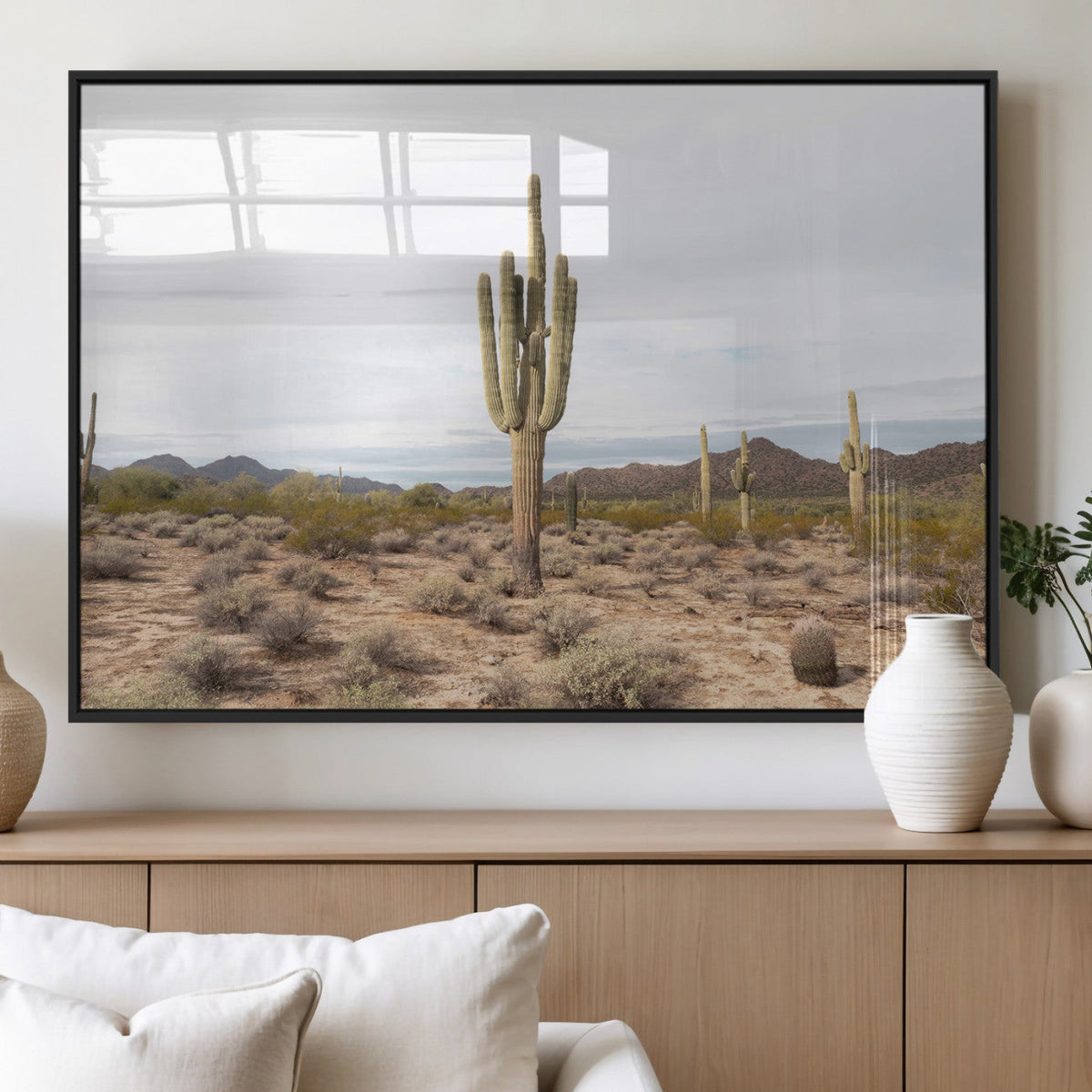 Saguaro Cactus Wall Art | Framed Desert Canvas Artwork