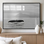 Whale Tail Wall Art | Framed Black White Ocean Canvas