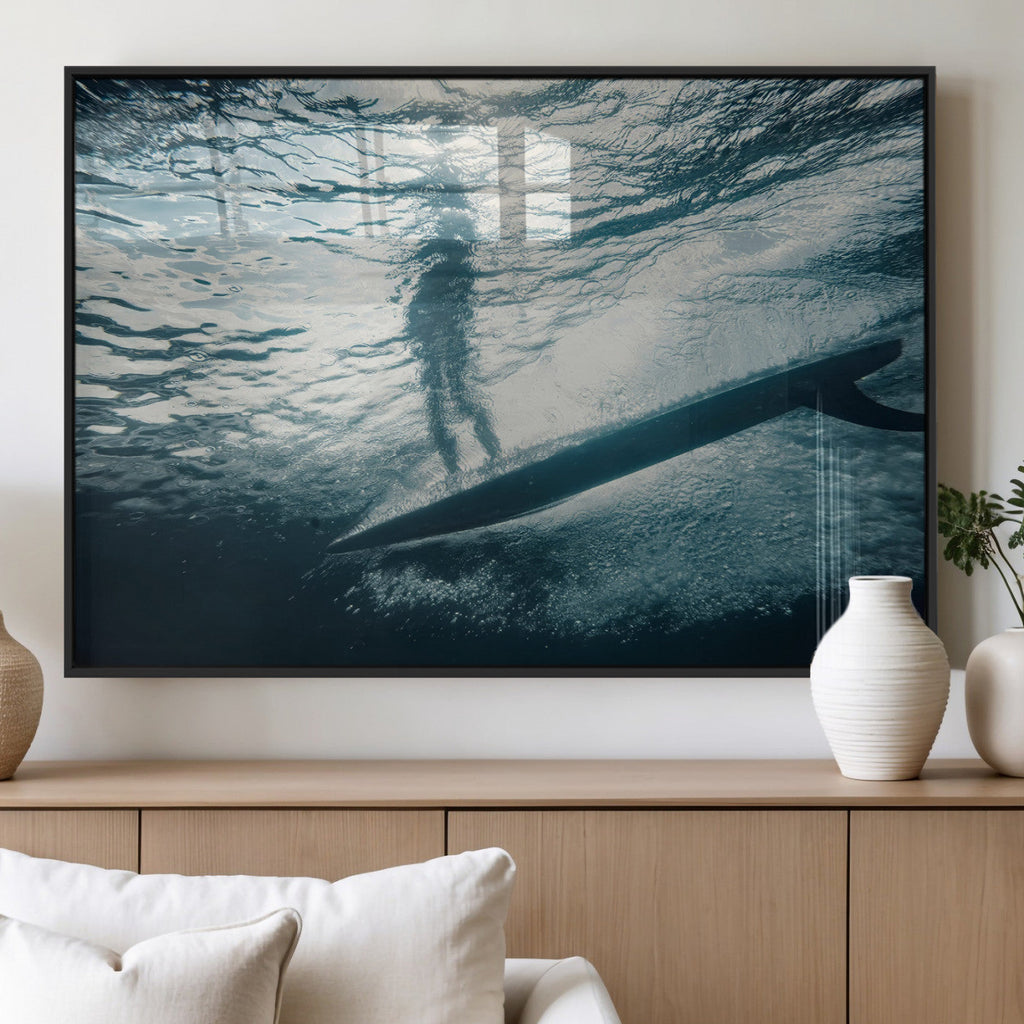 Underwater Surf Wall Art | Framed Ocean Wave Canvas Artwork