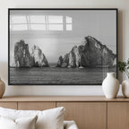 Coastal Wall Art | Framed Black White Ocean Canvas Artwork