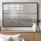 Ocean Waves Wall Art Canvas Print, Framed Coastal Shoreline Sea Foam Artwork