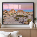 Vibrant Sunset Sky Wall Art Canvas Print, Framed Joshua Tree Desert Artwork