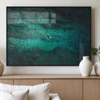 Ocean Surf Wall Art Canvas Print, Framed Vibrant Blue Waters Seascape Artwork