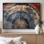 Tree Rings Wall Art Canvas Print, Framed Petrified Wood Art, Modern Rustic Decor