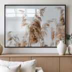Pampas Grass Wall Art Canvas Print, Framed Neutral Tones Minimalist Boho