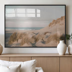 Beach Landscape Wall Art Canvas Print, Framed Sand Dune Photography, Minimalist Seascape Coastal Decor