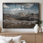Mountain Landscape Wall Art Canvas Print, Framed Snowy Peaks Art, Rugged Highlands Rustic Adventure Decor