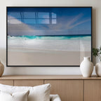 Ocean Breeze Wall Art Canvas Print, Aqua Waves and Coastal Horizon Under a Blue Sky