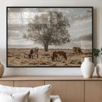 Texas Longhorn Cattle Wall Art, Rustic Western Ranch Canvas