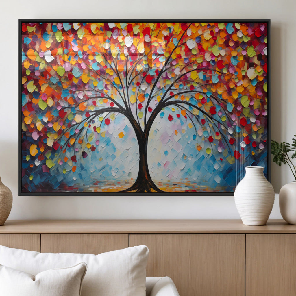 Vibrant Tree of Life Canvas Wall Art | Colorful Abstract Nature