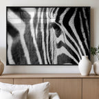 Zebra Stripes Wall Art Canvas Print, Black and White Close Up Wildlife Pattern