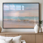 Serene Ocean Waves Wall Art Canvas Print, Pastel Sky Over a Soft Sand Beach