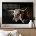Texas Longhorn Bull Canvas Wall Art, Rustic Western Farmhouse Decor