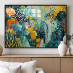 Luminous Abstract Ocean Garden Wall Art Canvas Print, Vibrant Coral Reef Marine Life