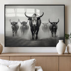 Texas Longhorn Wall Art Canvas Print, Framed Speckled Cow