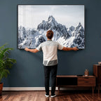 Snowy Mountain Range Canvas Print, Alpine Peaks Landscape Wall Art