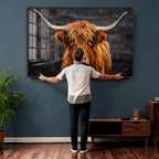 Highland Cow Wall Art Canvas Print, Rustic Farm Animal