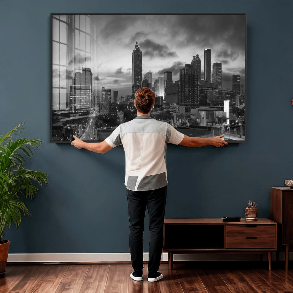 Atlanta Skyline Wall Art Canvas Print, Atlanta Downtown Night Cityscape